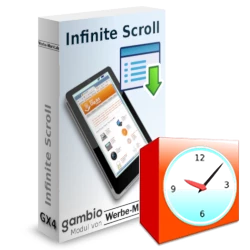 Wecker vor der Gambio Infinite Scroll Softwarebox