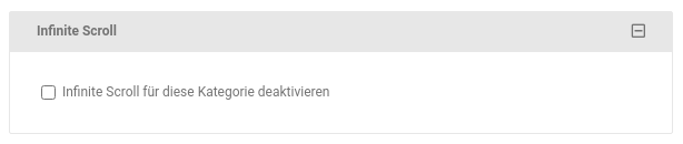 Kontrollkästchen Infinite Scroll für diese Kategorie deaktivieren