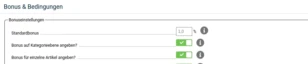 Bonus & Bedingungen > Bonuseinstellungen > Standardbonus: 1%