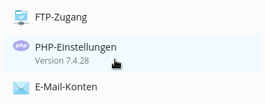 PHP-Einstellungen Version 7.4.28