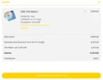 Tabelle mit Warenwert, Versandkosten, MwSt., Summe, Treuebonus