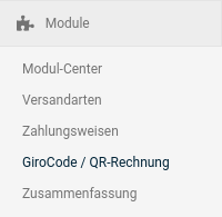 Module > GiroCode / QR-Rechnung in Menüleiste