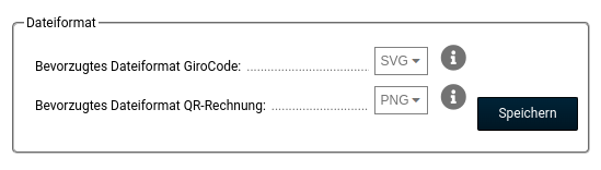 Bevorzugtes Dateiformat GiroCode: SVG Bevorzugtes Dateiformat QR-Rechnung: PNG
