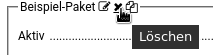 Beispiel-Paket, Mauszeiger auf Löschen-Icon