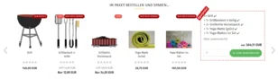 Im Paket bestellen und Sparen, Produkt-Swiper und Warenkorb-Button