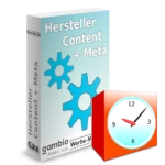 Wecker vor der Gambio Hersteller Content + Meta Softwarebox