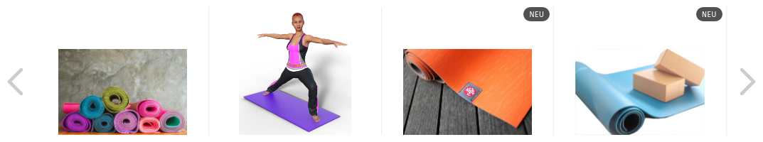 4 Bilder von Yogamatten nebeneinander