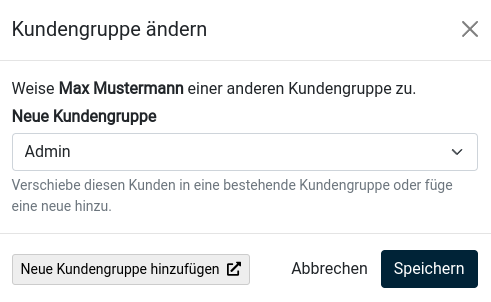 Kundengruppe ändern