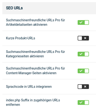 SEO URLs mit aktivierten Suchmaschinenfreundlichen URLs Pro