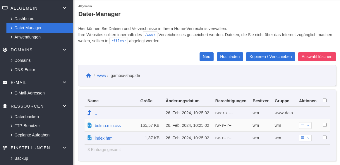 Datei-Manager mit Dummy-Daten