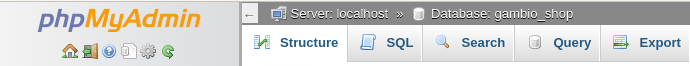 phpMyAdmin Server: localhost