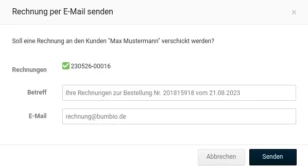 Formular Rechnung per E-Mail senden