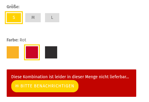 Lieferhinweis mit roten Hintergrund