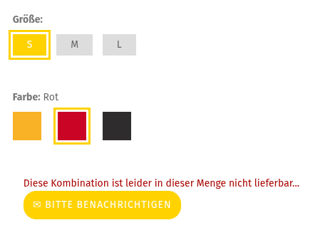 Hinweis in roter Schrift auf weißem Hintergrund