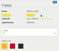 T-Shirt mit Beispiel-Artikelnummer und GTIN/EAN