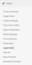 Logout-Seite im Gambio-Adminmenüpunkt Inhalte