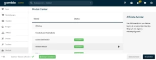 Modul-Center: Affiliate-Modul deinstallieren