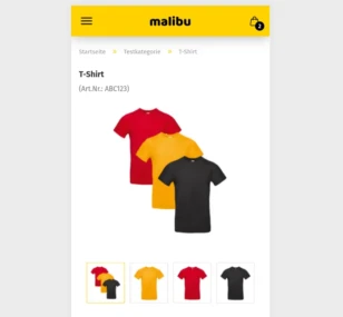 Mobilansicht Artikelseite T-Shirt