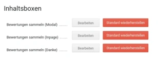 Inhaltsboxen bearbeiten oder Standard wiederherstellen