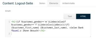 Smarty-Code im HTML-Editor