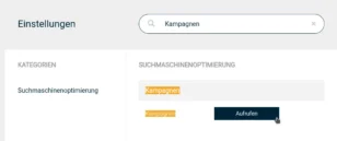 Einstellungen > Suchmaschinenoptimierung > Kampagnen > Aufrufen