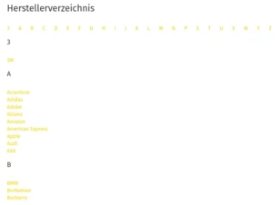 Herstellerverzeichnis