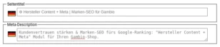Eingabefelder für Seitentitel und Meta-Description mit Beispieldaten