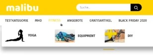 Aufgeklappte Kategorie-Menüleiste mit Bildern vor den Kategorienamen