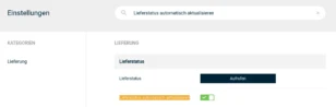 Lieferung > Lieferstatus > Lieferstatus automatisch aktualisieren