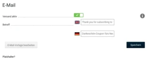 E-Mail Versand aktivieren und Betreff festlegen