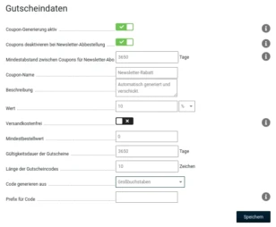 Gutscheindaten Formular