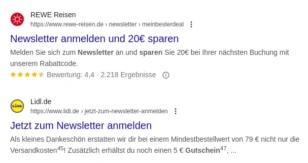 Rewe Reisen und Lidl Newsletter Sparangebote