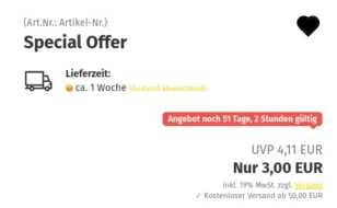 Special Offer mit Hinweis auf endendes Angebot
