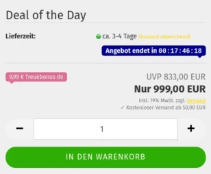 Dunkelblaue, größere Sprechblase Angebot endet in...