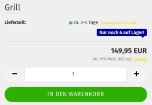Sprechblase mit dunkelblauem Hintergrund in Artikel-Preisbox