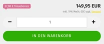 Sprechblase 37,80 € Treuebonus links des Artikelpreises