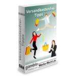 Versandkostenfrei-Tipps Softwarebox, springende und tanzende Comic-Figuren mit Einkaufstaschen, Gambio-Modul von Werbe-Markt.de