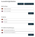 Auswahlmöglichkeiten mit Eingabefeldern