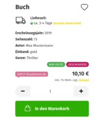 Buch Erscheinungsjahr: 2019 Seitenzahl: 73 Autor: Max Mustermann Einband: gold Genre: Thriller