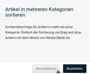 Artikel in mehreren Kategorien sortieren: Deinstallieren