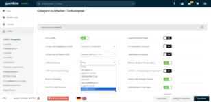 Gambio-Admin: Kategorie bearbeiten: Testkategorie. Artikelsortierung: Artikelnummer