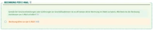 Rechnung per E-Mail 🧾 Gerade bei Geschenksendungen oder Lieferungen an Geschäftsadressen ist es oft besser, keine Rechnung im Paket zu haben. Möchtest du die Rechnung stattdessen per E-Mail erhalten? 📧 Rechnung bitte nur per E-Mail! 📧🧾