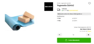 Yogamatte (türkis): Unser Normalpreis 29,75 €, Ihr Preis 27,50 €