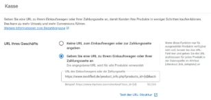 Kasse: Geben Sie eine URL zu Ihrem Einkaufswagen oder Ihrer Zahlungsseite an