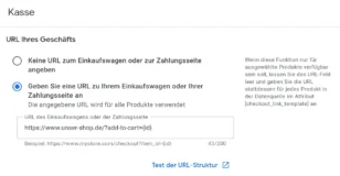 URL des Einkaufswagens oder der Zahlungsseite: https://www.unser-shop.de/?add-to-cart={id}