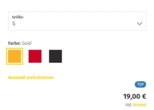 Größe S, Farbe Gold - Auswahl zurücksetzen