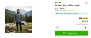 Outdoor-​Jacke „Wald robust“: 26 Nutzer haben diesen Artikel im Warenkorb (Zugreifen!)