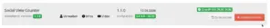 Zeile „Social View Counter“ in der Modulverwaltung mit Verwalten-Link sowie den Buttons Zurücksetzen und Modul entfernen