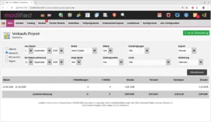 modified Verkaufs Report mit (1) im Seitentitel und einem Button 1 neue Bestellung
