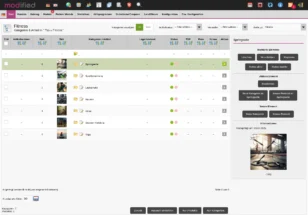 modified Auflistung von Kategorien unter Fitness; Springseile, Sportlernahrung, Laufschuhe, Hanteln, Relax, Outdoor-Kleidung, Yoga mit Zahlen und Optionen